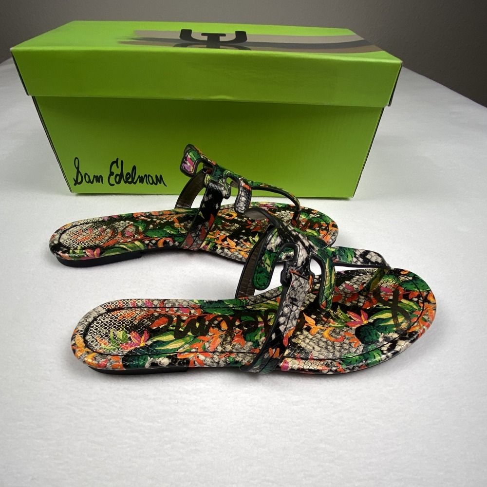 Sam Edelman Bay Tropical Floral Snakeskin Print Slide Sandals Womens Size 6.5 - Picture 5 of 7